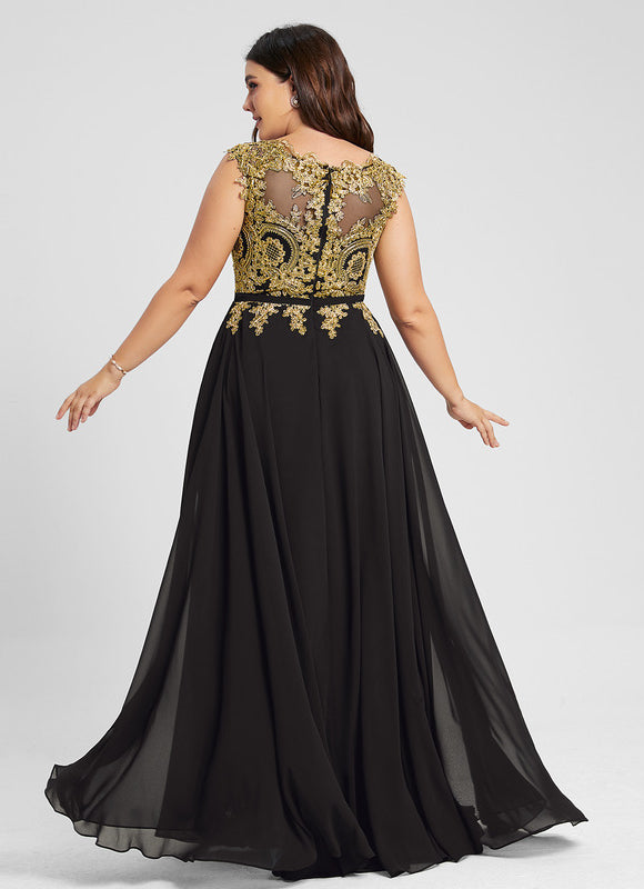 Robe Noire Luxe À Broderies Dorées - gallery 6