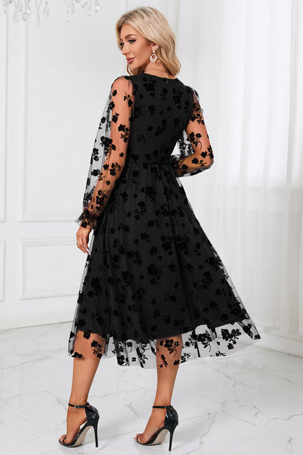 Robe Noire En Tulle Floral - gallery 3