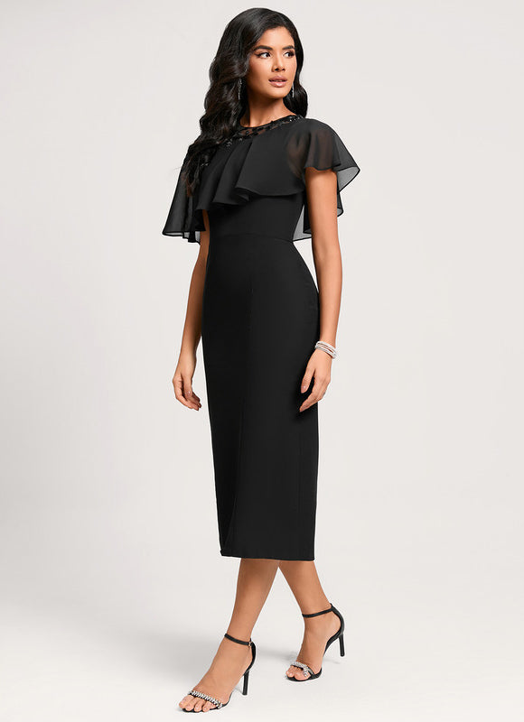 Robe Chic Mousseline À Appliques - gallery 3