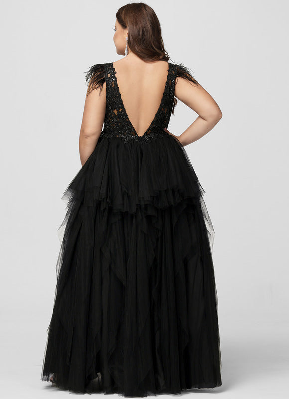 Robe De Bal Tulle Plumes Élégante - gallery 7