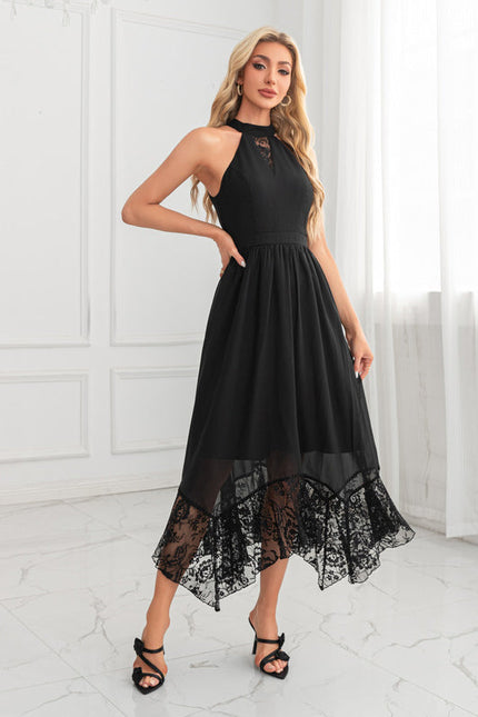 Robe Trapèze Noire En Dentelle - gallery 1