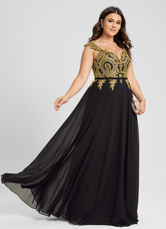 Robe Noire Luxe À Broderies Dorées - gallery 9