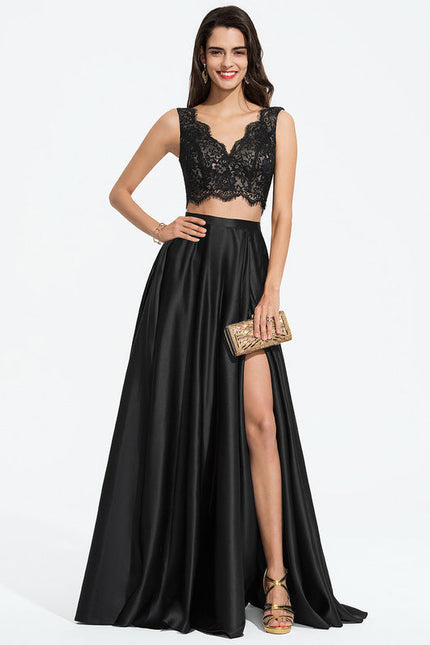 Robe De Bal Satinée À Dentelle