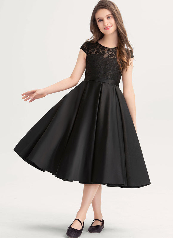 Robe Demoiselle D'Honneur Noir Satin