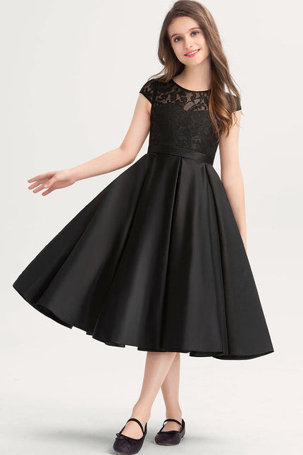 Robe Demoiselle D'Honneur Noir Satin
