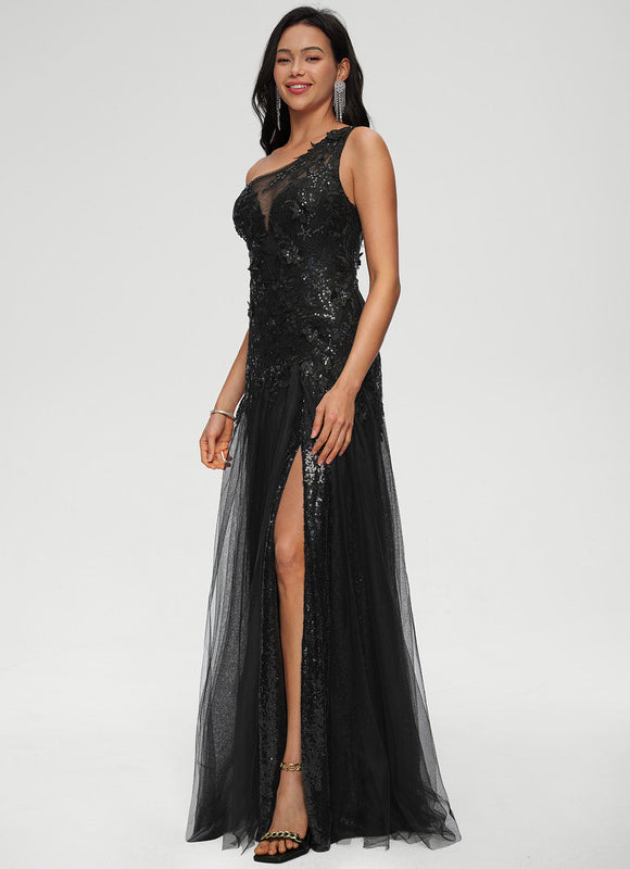 Robe Noire Luxe À Traîne - gallery 2