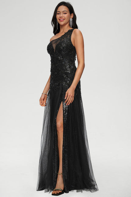 Robe Noire Luxe À Traîne - gallery 2