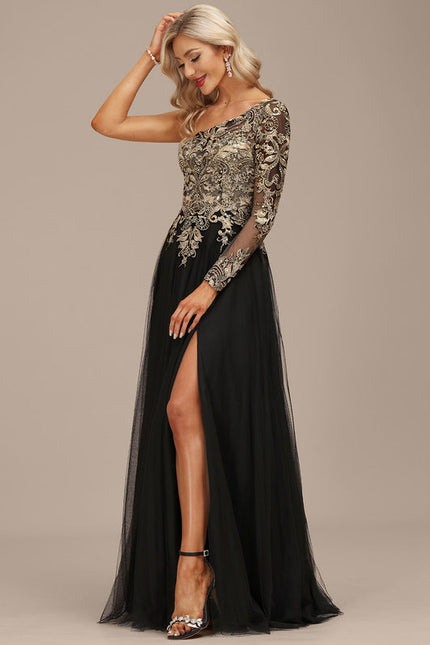 Robe Asymétrique Ornée De Sequins - gallery 2