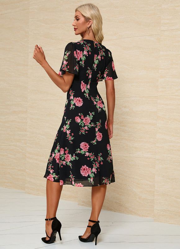 Robe Florale Chic Col V Midi - gallery 6