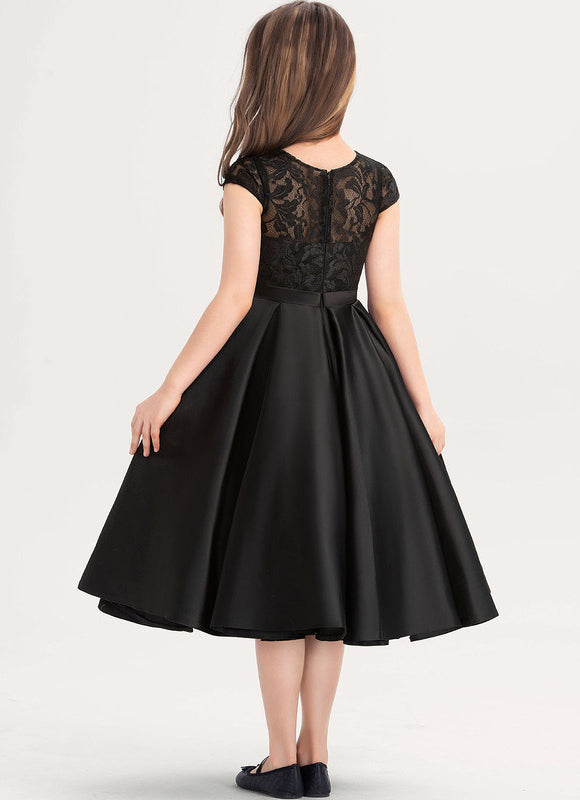 Robe Demoiselle D'Honneur Noir Satin - gallery 3