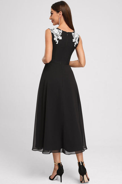 Robe Noire Luxe À Appliques - gallery 1