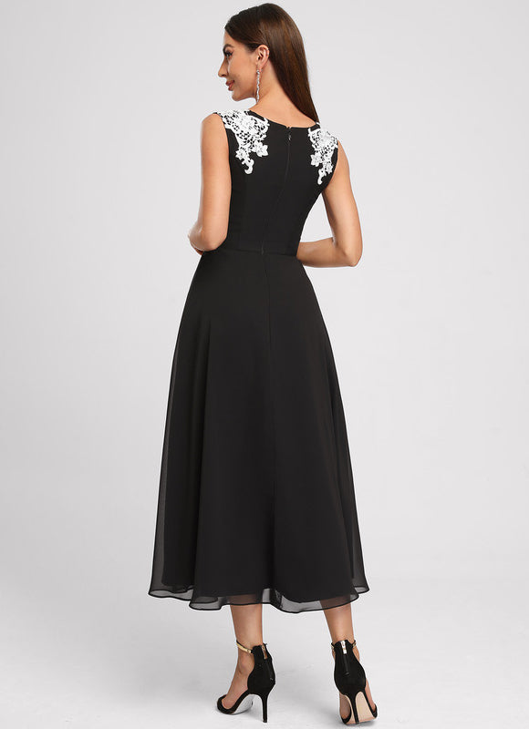 Robe Noire Luxe À Appliques - gallery 1