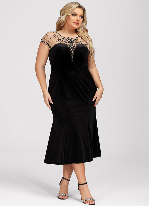 Robe Velours Élégante À Perles - gallery 8