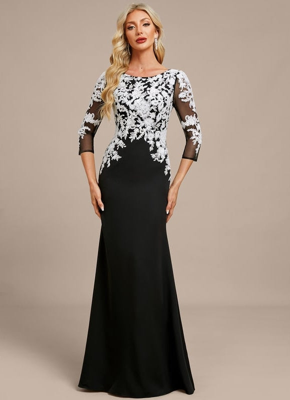 Robe Noire En Dentelle Manche Longue
