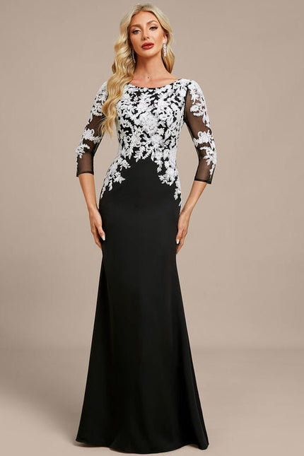 Robe Noire En Dentelle Manche Longue