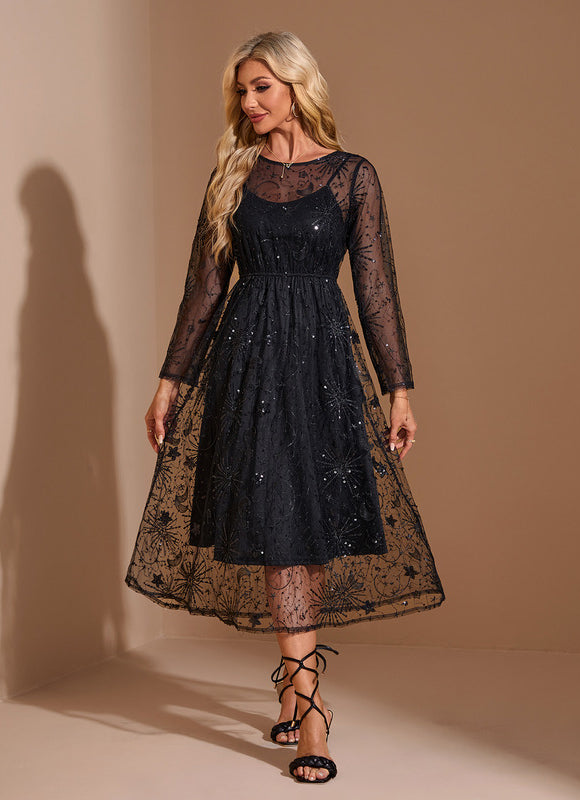 Robe Midi Tulle Scintillant Élégante - gallery 6