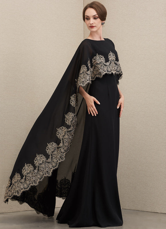 Robe Élégante Avec Cape Brodée