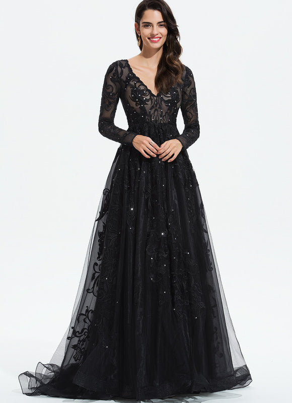 Robe De Bal En Tulle Scintillant - gallery 1