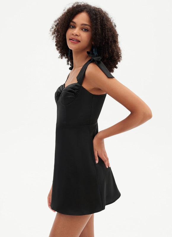 Robe Noire À Bretelles Nouées - gallery 2