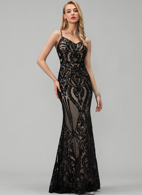 Robe Sirène Élégante À Paillettes