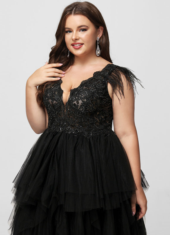 Robe De Bal Tulle Plumes Élégante - gallery 8