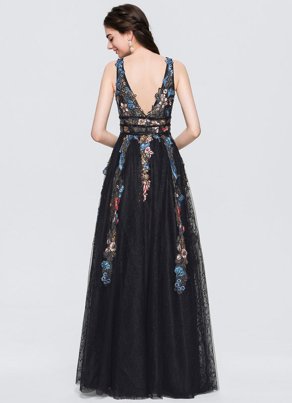 Robe De Bal Florale En Tulle - gallery 5