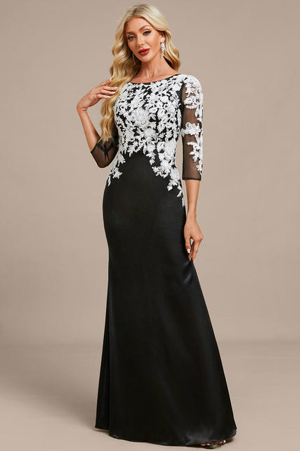 Robe Élégante Satinée À Manches - gallery 3