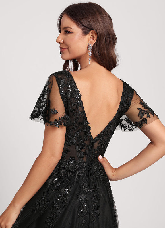 Robe Cocktail Tulle Brodée Élégante - gallery 7