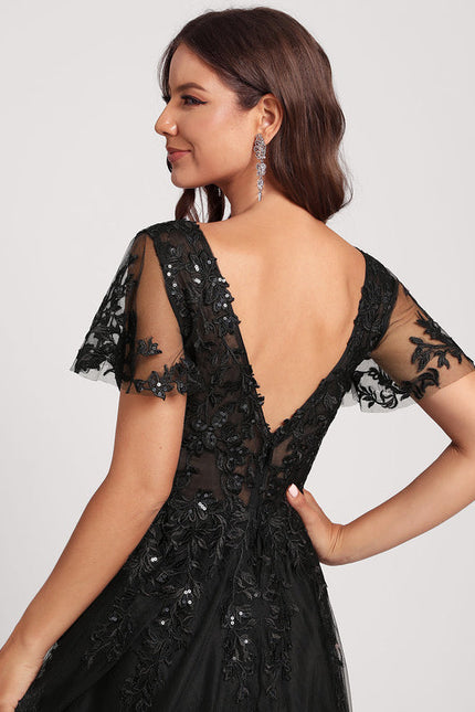 Robe Cocktail Tulle Brodée Élégante - gallery 7