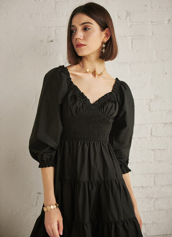 Robe Noire À Volants Mini Chic - gallery 3